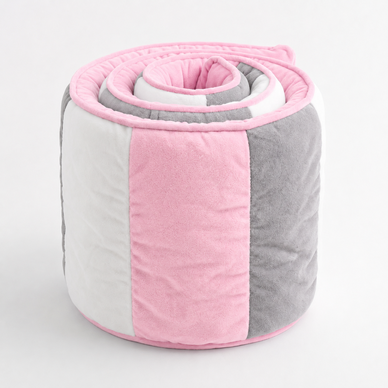 Quilted Bumper - Pink Grey and Whtie